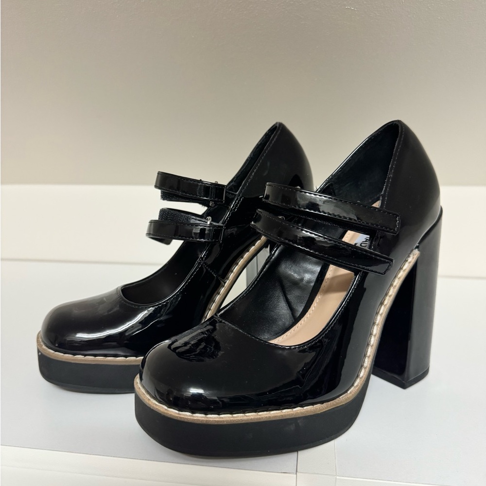 Steve Madden Black Patent Mary Jane Platform Heels